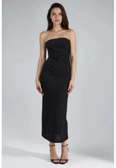 Rochie maxi decolteu barca - fara maneci - neagra - jerseu