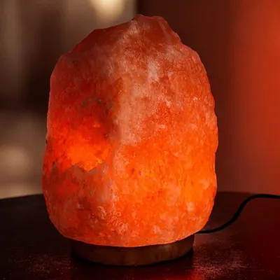 Lampa sare himalaya, suport din lemn, intrerupator, greutate 10-12 kg