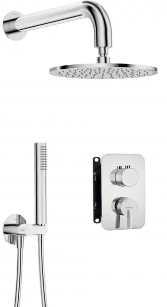 Set de dus incastrat, cu palarie, para de dus si baterie cu termostat, otel, Deante Silia