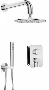 Set de dus incastrat, cu palarie, para de dus si baterie cu termostat, otel, Deante Silia