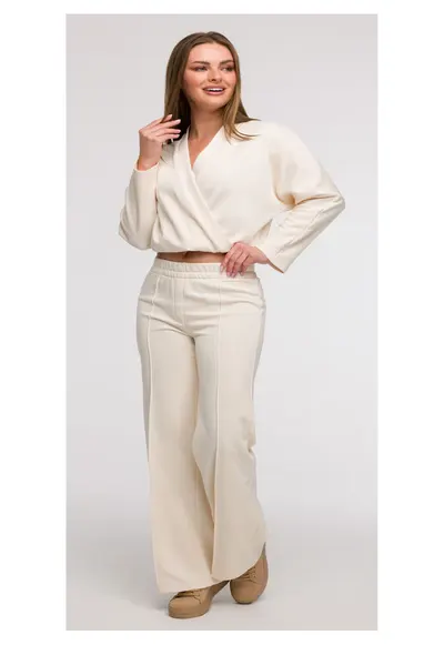 Pantaloni de trening cu croiala larga - Ecru