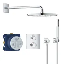 Sistem de dus Grohe Grohtherm Perfect 310 34730000, 1/2, incastrat, termostat, dus fix 310 mm, 1 pulverizare, anti-calcar, Crom