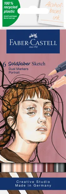 Marker sketch 2 varfuri, 6buc/set, portret, Goldfaber Faber-Castell
