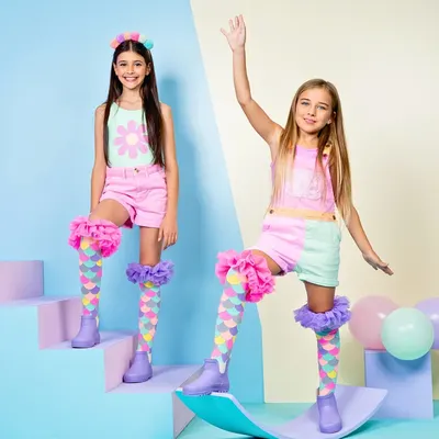 Șosete lungi colorate Madmia pentru fete Mermaid frills 6-99 ani