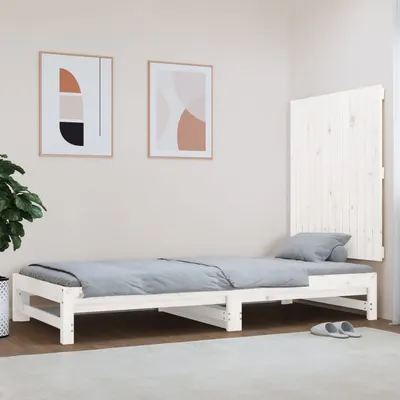 vidaXL Tăblie de pat pentru perete, alb, 82,5x3x90 cm, lemn masiv pin
