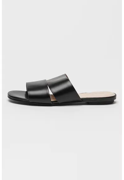 Papuci din piele - Negru
