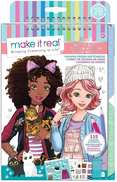 Brosura cu stickere si sabloane Make it Real - Pretty Kitty, Designer de moda