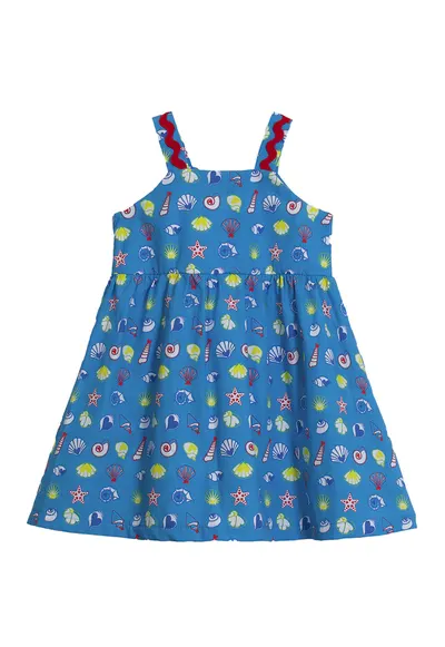 Rochie-sarafan cu model nautic - Rosu - Galben - Albastru