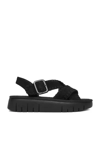 Sandale dama platforma - catarama - negru - textil - Negru