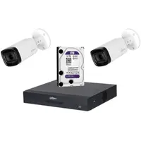 Sistem de supraveghere Dahua DH-2CEXT60M-5MP_HDD HDCVI cu HDD si 2 camere de exterior de 5MP, IR 60m, 2.7-12mm, microfon