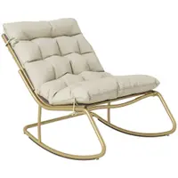 Outsunny Șezlong Balansoar Exterior, Șezut 63 cm, Pernă inclusă, Culoare Bej. | Aosom Romania