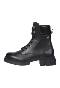 Botine de piele cu monograma - Negru