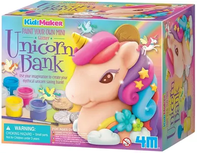 Set creativ 4M KidzMaker - Pictează-ți propria pușculiță cu unicorn strălucitor