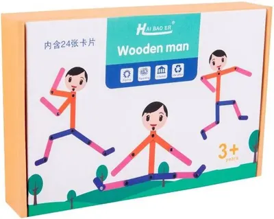 Set educațional Smart Baby - Om de lemn, albastru