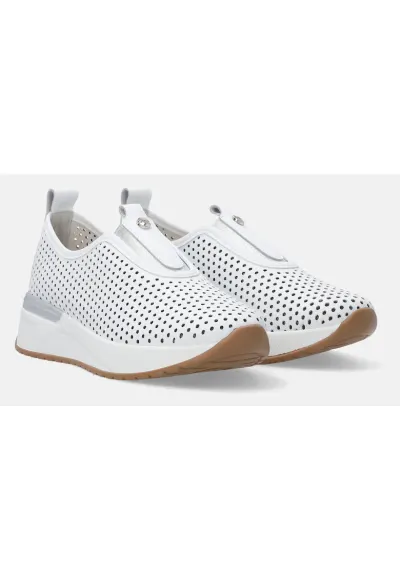 Pantofi sport slip-on din piele cu perforatii si varf rotund