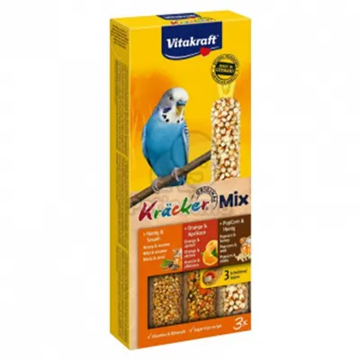 Batoane pentru perusi Vitakraft Trio Mix cu miere, portocala popcorn 3 buc