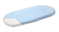 Cearceaf pentru saltea landou copii Sensillo Jersey Blue 75x35 cm din bumbac cu elastic roata,lavabil 40grade