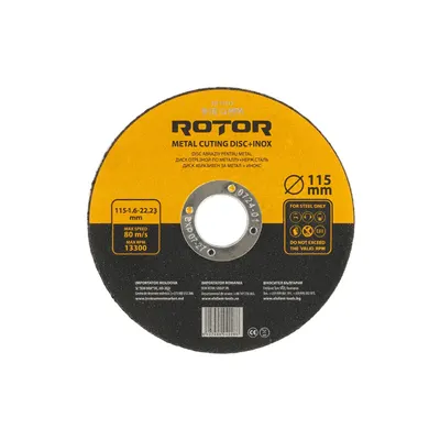 Disc abraziv pentru metal+inox ROTOR 115*1,6*22, 23 - Pachet 25 bucati