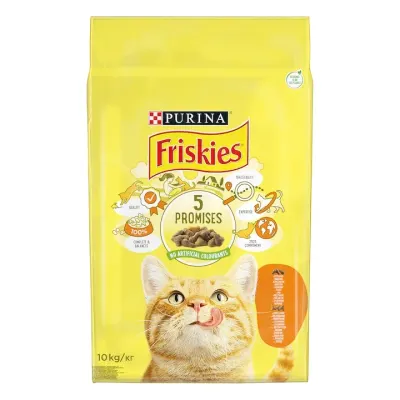 Hrana uscata pentru pisici Friskies Adult, Pui & Legume, 10kg 10kg
