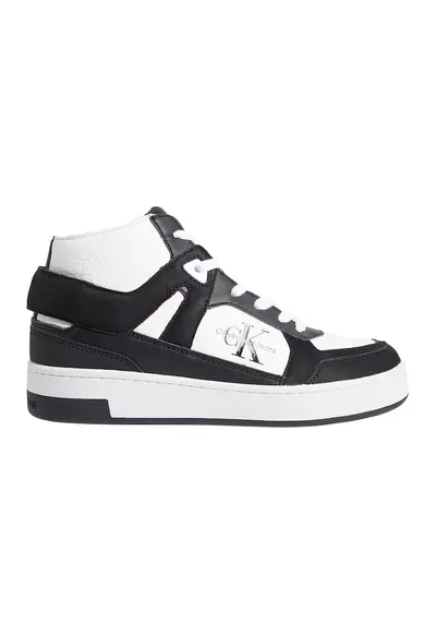 Pantofi sport mid-cut de piele - Alb/Negru
