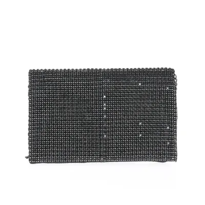 Clutch negru cu strasuri fine si lant metalic elegant