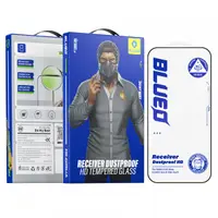 Folie de protectie Ecran Blueo Anti-Dust HD pentru Apple iPhone 15 Pro Max, Sticla Securizata, Full Glue, Neagra