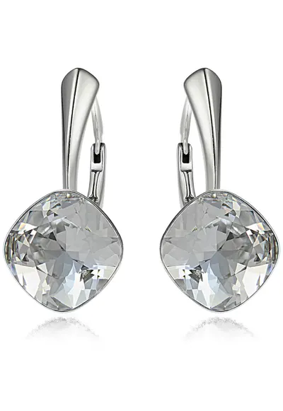 Cercei Argint 925 placat cu rodiu cu cristale® Princess Square 10mm - Alb