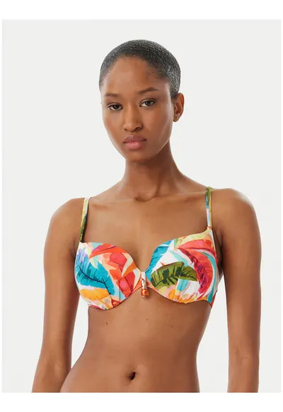 Costum de baie dama - top bikini - multicolor - material sintetic