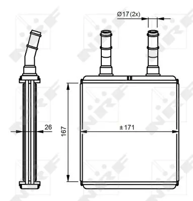 Schimbator caldura incalzire habitaclu (171x167x26) HYUNDAI ACCENT, ACCENT I, ACCENT II, COUPE, GETZ, LANTRA II 1.1-2.0 intre 1994-2010