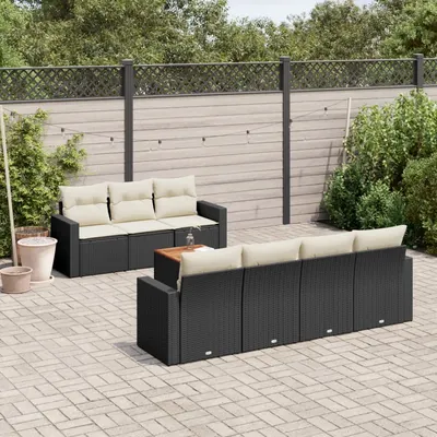 Gossi set mobilier de gradina cu perne, 8 piese, negru, poliratan