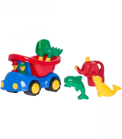 Kit de joaca pentru nisip si autobasculanta cu pasageri 36 x 22 x 23 cm