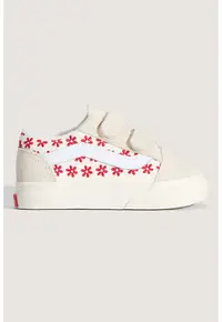 Tenisi din piele intoarsa cu model floral Old Skool - Bej inchis/Rosu cireasa