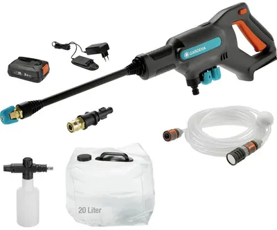 Jet de apă acumulator Gardena - AquaClean 24/18V P4A Premium Set, 18V, 2.5Ah, cu acumulator, incarcator si accesorii