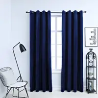 Gossi draperii opace cu inele, 2 buc., albastru, 140x225 cm, catifea