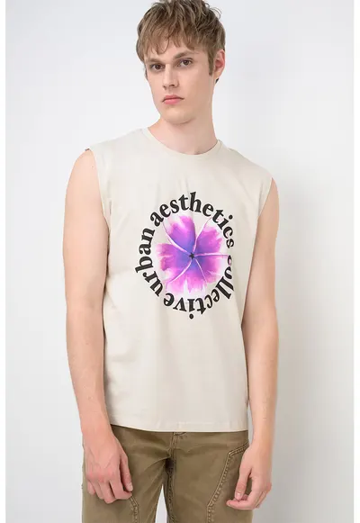 Tricou din bumbac fara maneci Gregg - Bej deschis