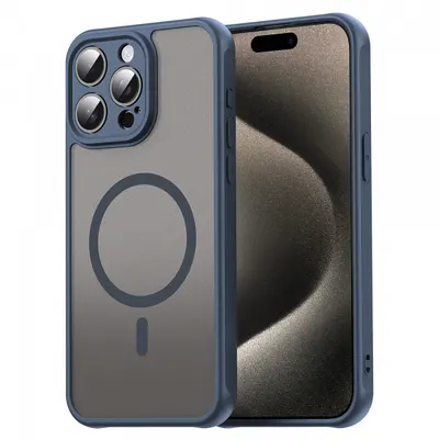 Husa MagSafe pentru Apple iPhone 15 Pro Max, Techsuit, HaloFrost II, Bleumarin