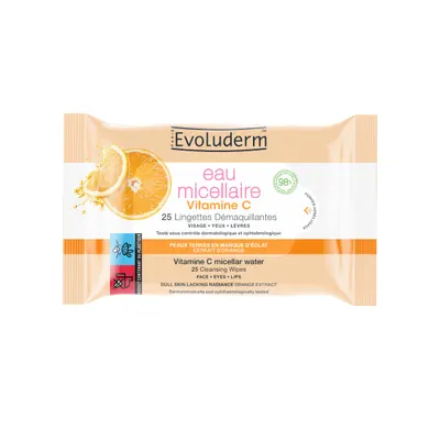 Servetele demachiante cu vitamina C, 25 bucati, Evoluderm