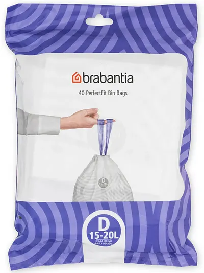 Sac de gunoi Brabantia - PerfectFit Sort&Go/Built-In, mărimea D, 15 - 20 l, 40 buc