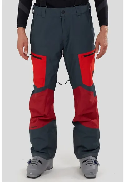Pantaloni cu model colorblock pentru ski Nexara 3L - Albastru ultramarin/Rosu inchis