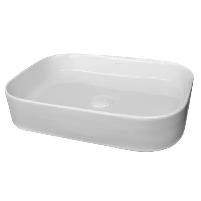 Lavoar pe blat alb lucios 55 cm, dreptunghiular, Fluminia Capri