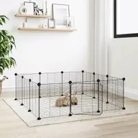 Gossi cusca animale de companie cu usa 12 panouri negru 35x35 cm otel
