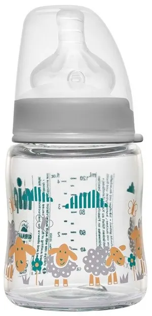 Biberon din sticlă NIP - Flow S, 0 m+, 120 ml