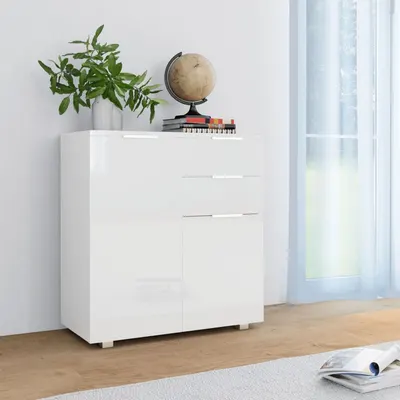 vidaXL Dulap, alb extralucios, 71x35x80 cm, lemn prelucrat