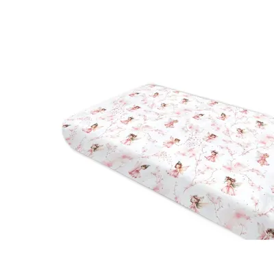 Cearceaf cu elastic, Qmini, Pentru pat 160x80 cm, Din bumbac certificat Oeko Tex Standard 100, Fairy Pink