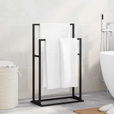 vidaXL Suport de prosoape autonom, negru, 48x24x78,5 cm, fier