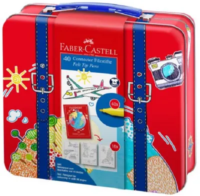 Carioci colorate Faber-Castell Connector - 40 de culori, in valiza