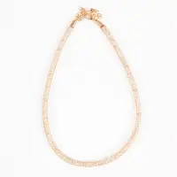 Colier auriu tip tub cu margele transparente