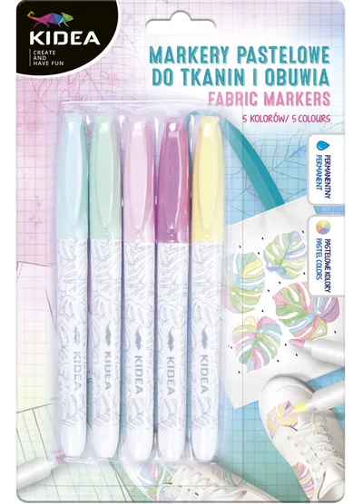 Markere Kidea - pentru textile, 6 culori, pastel