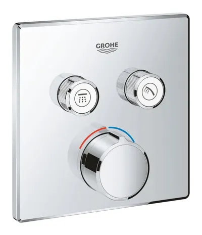 Baterie dus Grohe Smartcontrol 29148000, 2 iesiri, push&turn, masca metalica, filtru impuritati, necesita set fixare, Crom