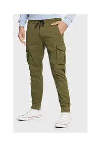 Pantaloni barbati - bumbac - verde - elastan -